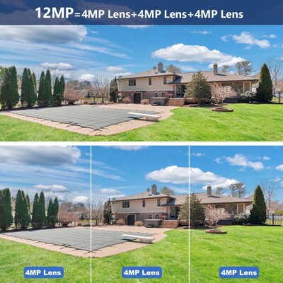 12MP 6K Outdoor WIFI Camera Zoom Three Lens Dual Screens PTZ Video Cameras Auto Tracking Home Security CCTV 8MP Surveillance Cam - Image 4
