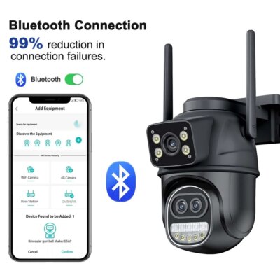 12MP 6K Outdoor WIFI Camera Zoom Three Lens Dual Screens PTZ Video Cameras Auto Tracking Home Security CCTV 8MP Surveillance Cam - Image 6