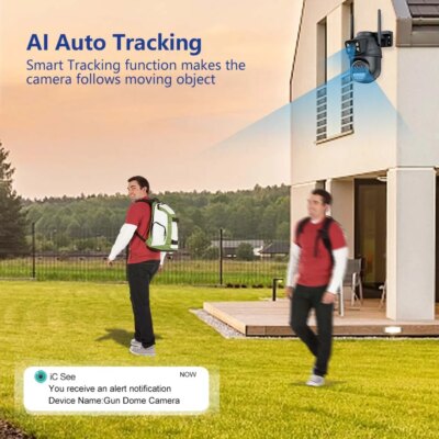 12MP 6K Outdoor WIFI Camera Zoom Three Lens Dual Screens PTZ Video Cameras Auto Tracking Home Security CCTV 8MP Surveillance Cam - Image 3