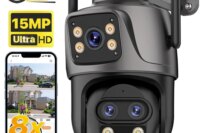 15MP HD WiFi IP Camera Outdoor 8x Zoom Three Lens Dual Screen PTZ Camera Auto Tracking Home Security CCTV Surveillance 8MP Cam