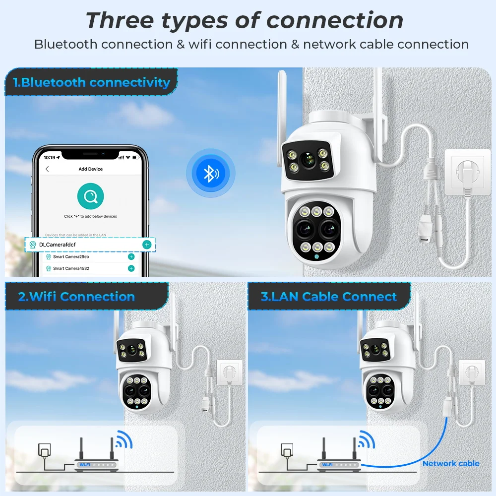 12MP 6K WiFi IP Camera Outdoor 8X Zoom Dual Screens 6MP PTZ Wifi Surveillance Camera Night Vision ICSEE APP CAM Human Detection 12MP 6K WiFi IP Camera Outdoor 8X Zoom Dual Screens 6MP PTZ Wifi Surveillance Camera Night Vision ICSEE APP CAM Human Detection