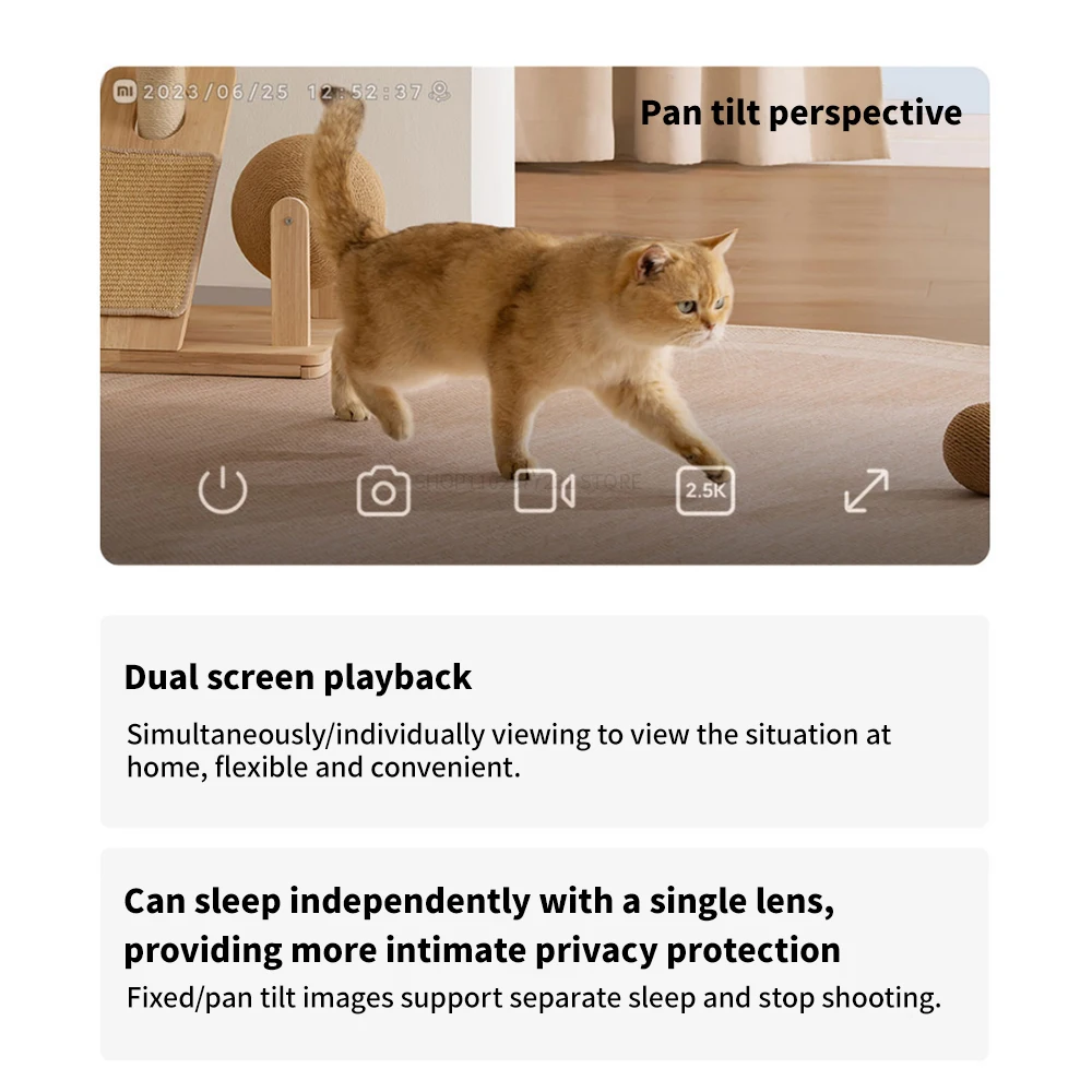 Xiaomi C500 Smart Camera Dual Lens PTZ 360° Pets&Facial Detection 4 Million pixels Full Color Night Vision WiFi 6 For MiHome app