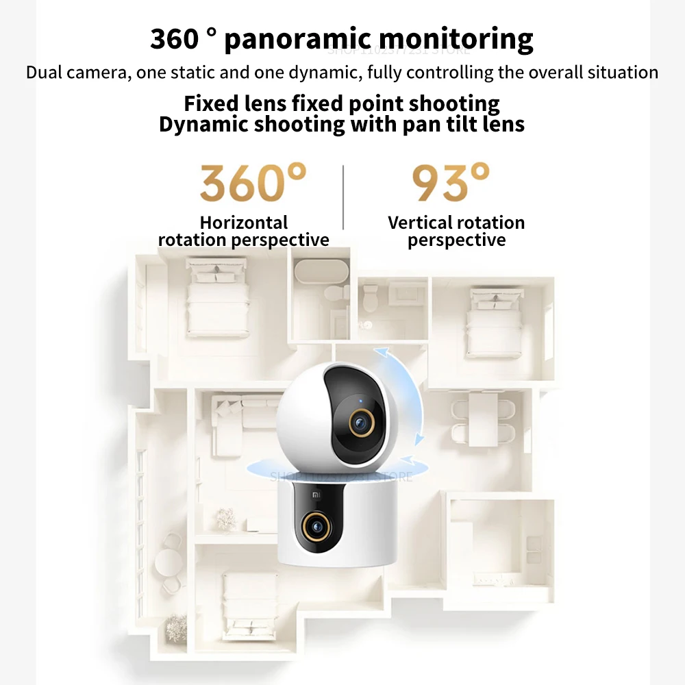 Xiaomi C500 Smart Camera Dual Lens PTZ 360° Pets&Facial Detection 4 Million pixels Full Color Night Vision WiFi 6 For MiHome app