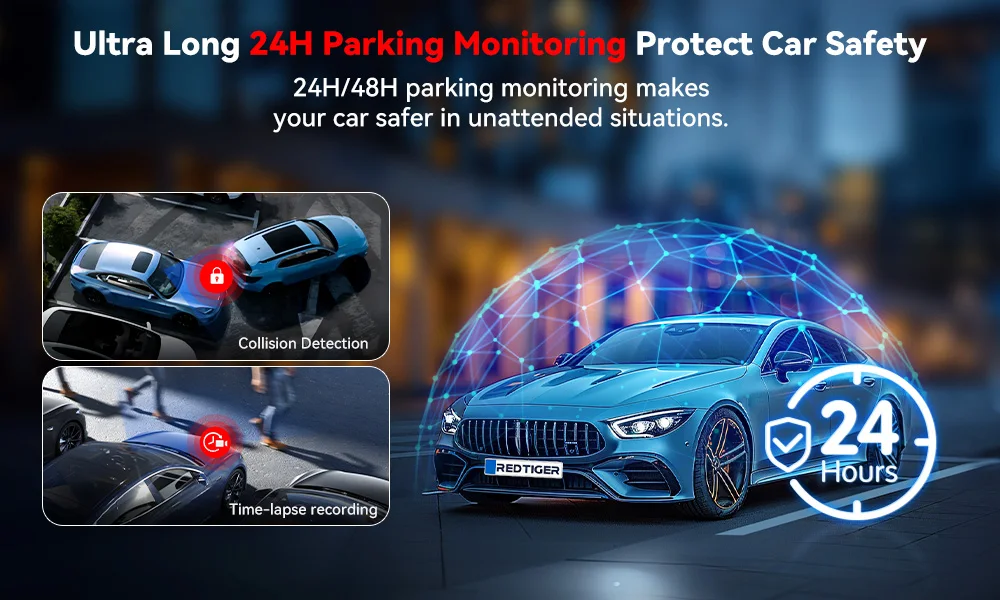 REDTIGER A4 Dash Camera Front and Rear 4k Dash Cam  Drive Recorder for WiFi GPS Car Dvr for 24H Parking Mode Black Box for Car