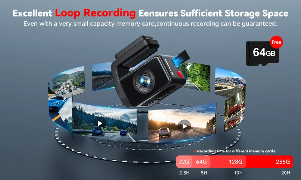REDTIGER A4 Dash Camera Front and Rear 4k Dash Cam  Drive Recorder for WiFi GPS Car Dvr for 24H Parking Mode Black Box for Car