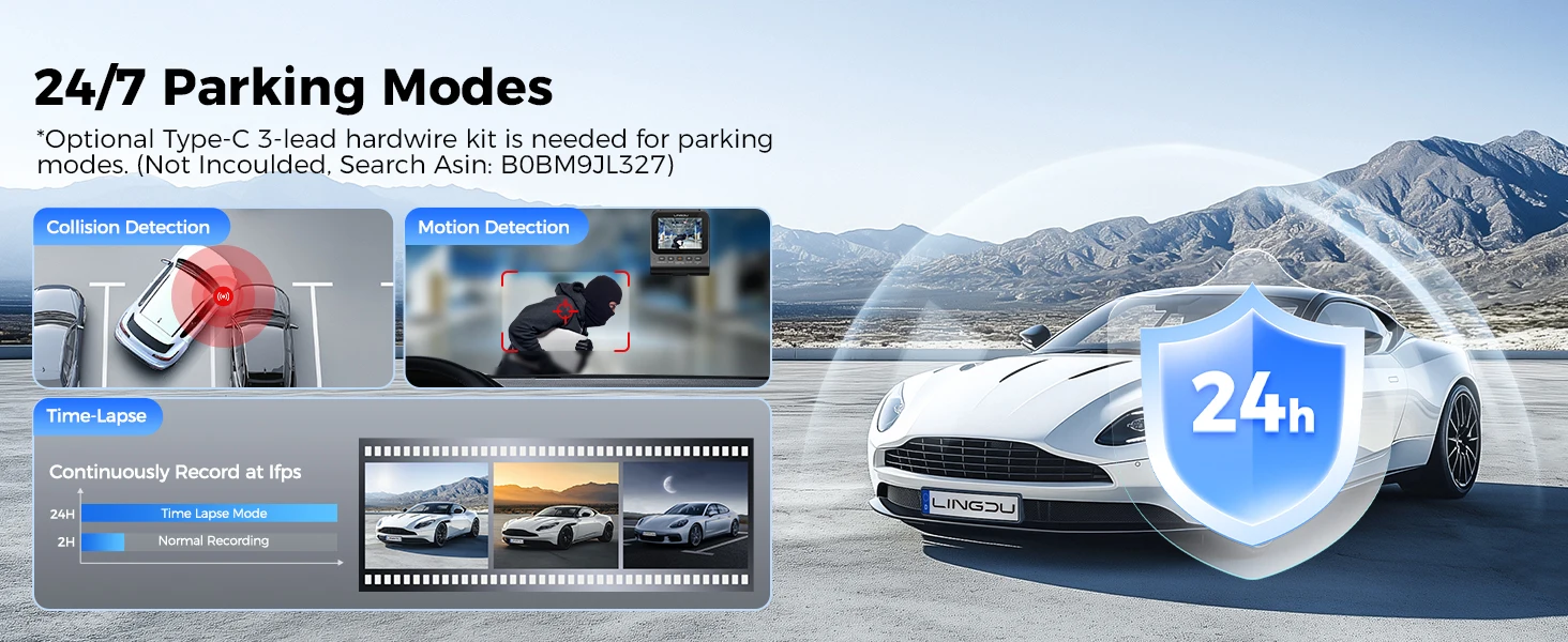 LINGDU Dash Cam V620 Front and Rear Car Camera 4K+1080P 60FPS Car DVR GPS WI-FI ADAS Voice Control Parking Mode Support Rear Cam
