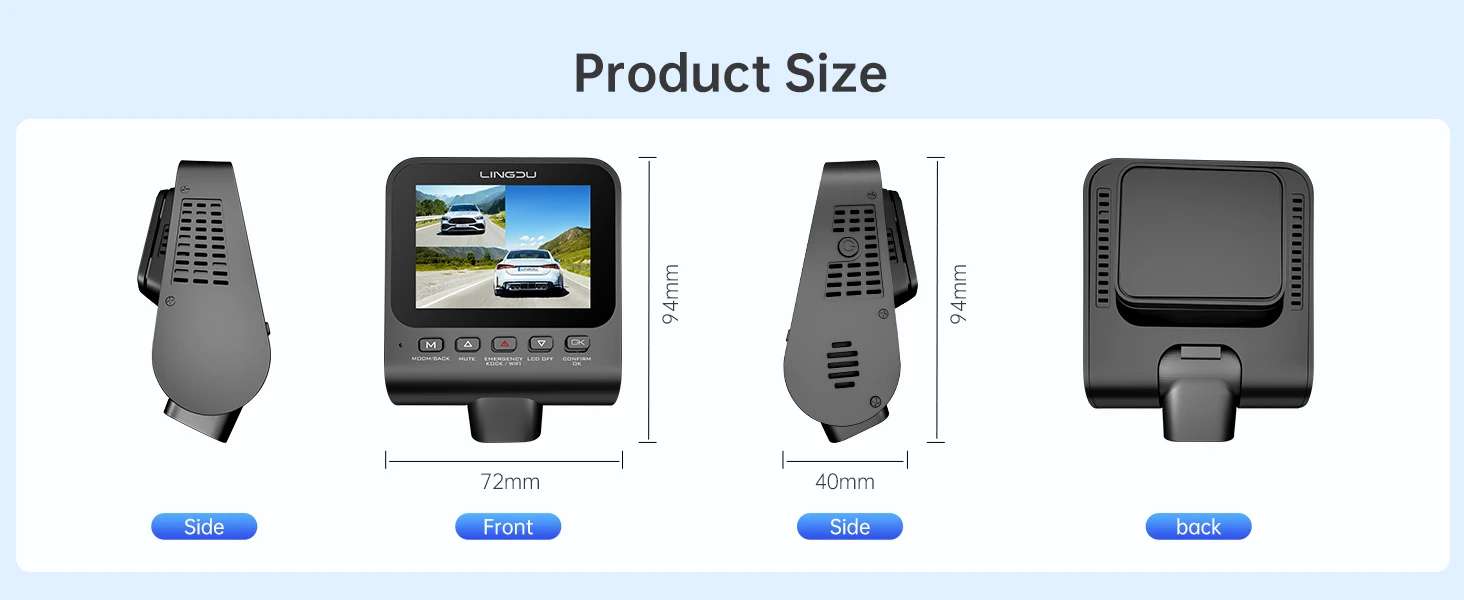 LINGDU Dash Cam V620 Front and Rear Car Camera 4K+1080P 60FPS Car DVR GPS WI-FI ADAS Voice Control Parking Mode Support Rear Cam