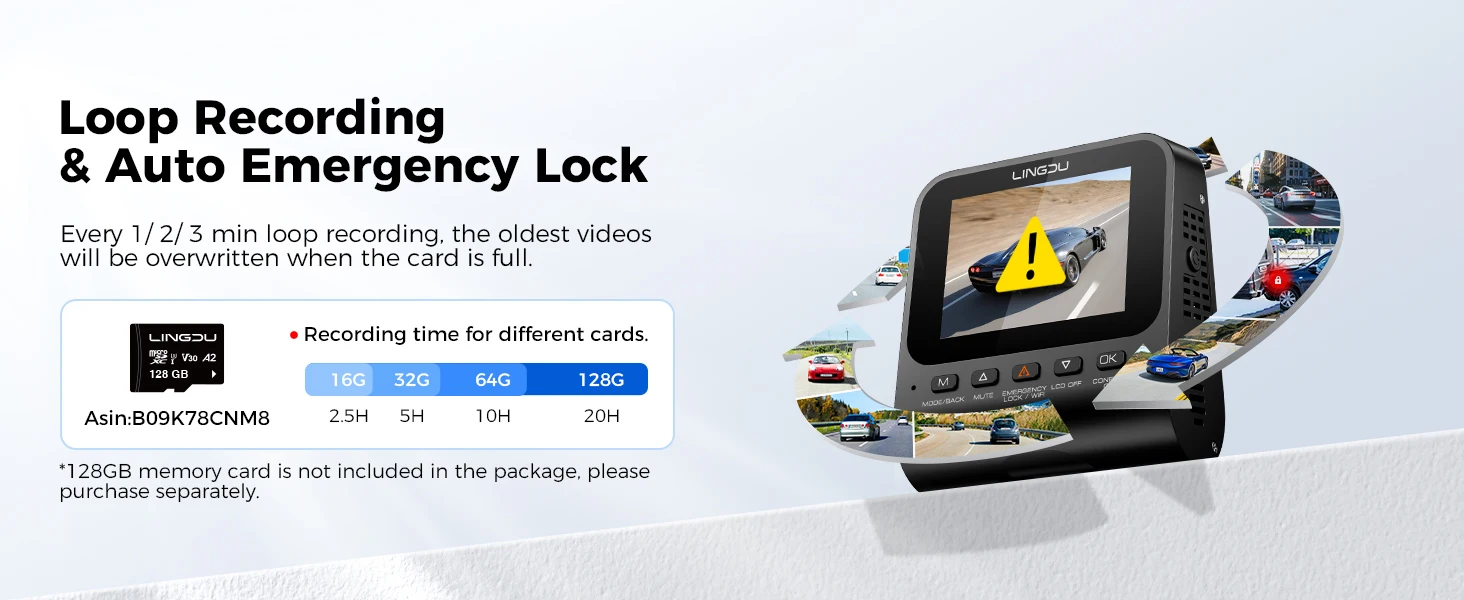 LINGDU Dash Cam V620 Front and Rear Car Camera 4K+1080P 60FPS Car DVR GPS WI-FI ADAS Voice Control Parking Mode Support Rear Cam