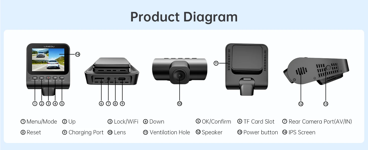 LINGDU Dash Cam V620 Front and Rear Car Camera 4K+1080P 60FPS Car DVR GPS WI-FI ADAS Voice Control Parking Mode Support Rear Cam