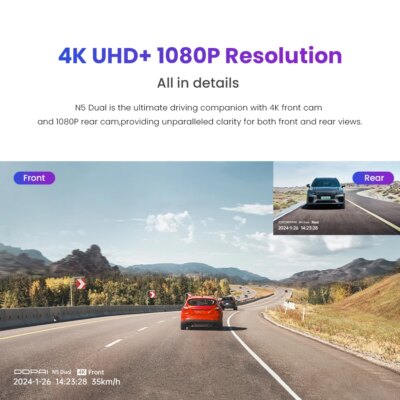 DDPAI Dash Cam N5 Dual Front and Rear 4K Ultra HD Resolution  Dash Camera NightVIS ADAS GPS Auto record - Image 2