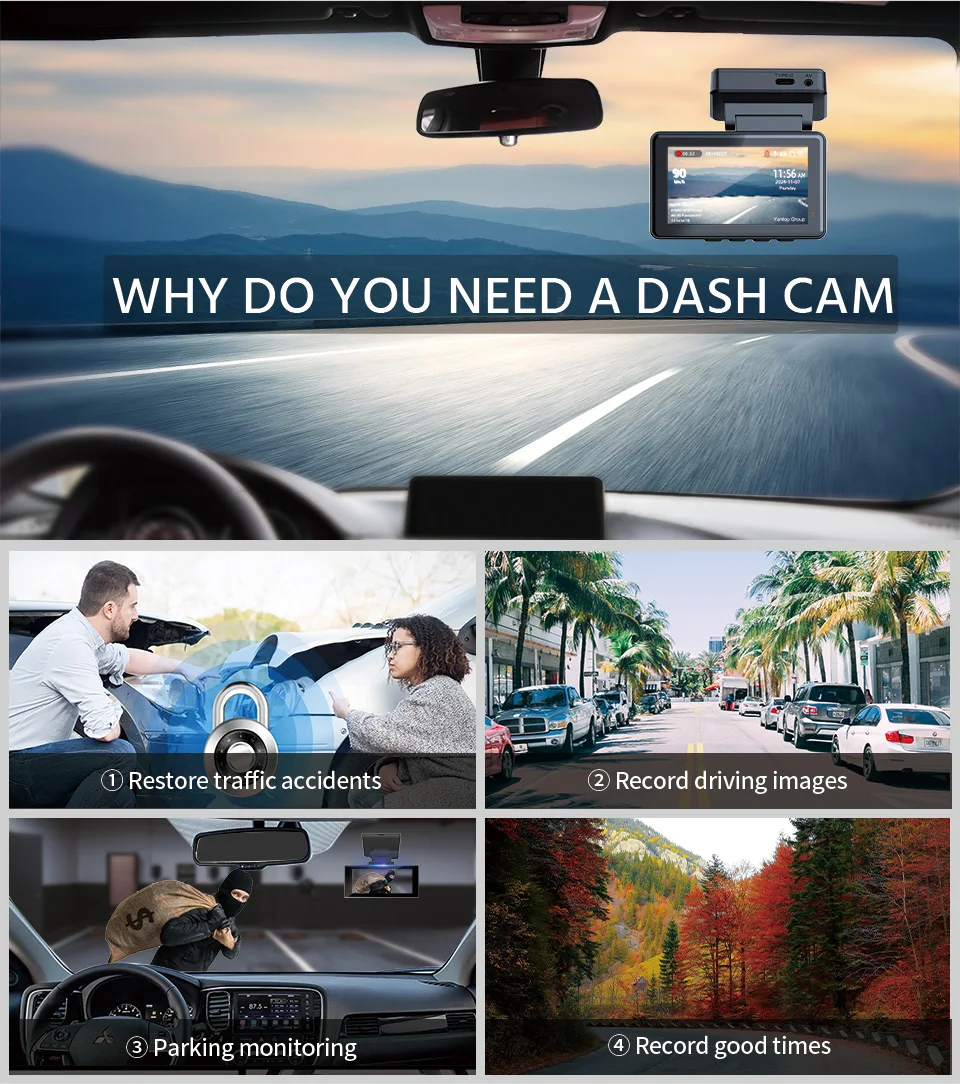4K Dash Cam Car DVR Support WIFI GPS 4K Front And 1080P Rear Rear Camera Dual Lens Night Vision Video Recorder Black Box