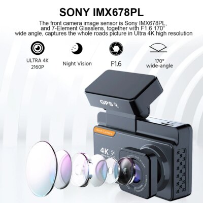 4K Dash Cam Car DVR Support WIFI GPS 4K Front And 1080P Rear Rear Camera Dual Lens Night Vision Video Recorder Black Box - Image 3