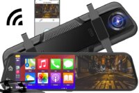Dash Cam 4K Car Dvr Mirror Wireless Carplay & Android Auto Video Recorder 1080P Rear View Camera GPS Navigation WIFI Black Box