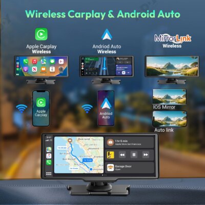 XGODY 10.26" 4K Dash Cam Wireless Carplay Android Auto Car DVR WiFi Navigation Rearview Camera Dashboard Video - Image 5