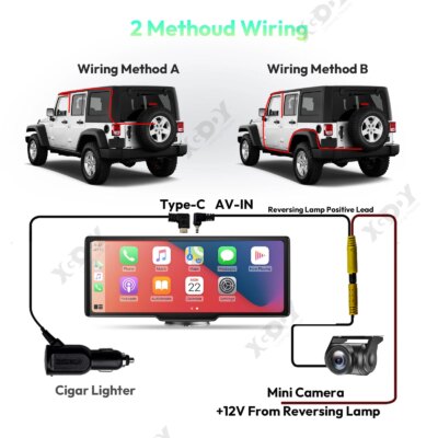 XGODY 10.26" 4K Dash Cam Wireless Carplay Android Auto Car DVR WiFi Navigation Rearview Camera Dashboard Video - Image 6