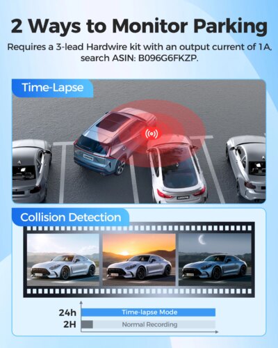 AZDOME Dash Cam M200 1080P Built-in Wifi APP Control Hidden Car Front Camera 150FOV F2.0 Car DVR Recorder 24H Parking Monitor - Image 3