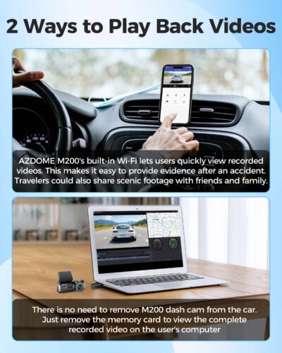 AZDOME Dash Cam M200 1080P Built-in Wifi APP Control Hidden Car Front Camera 150FOV F2.0 Car DVR Recorder 24H Parking Monitor - Image 4
