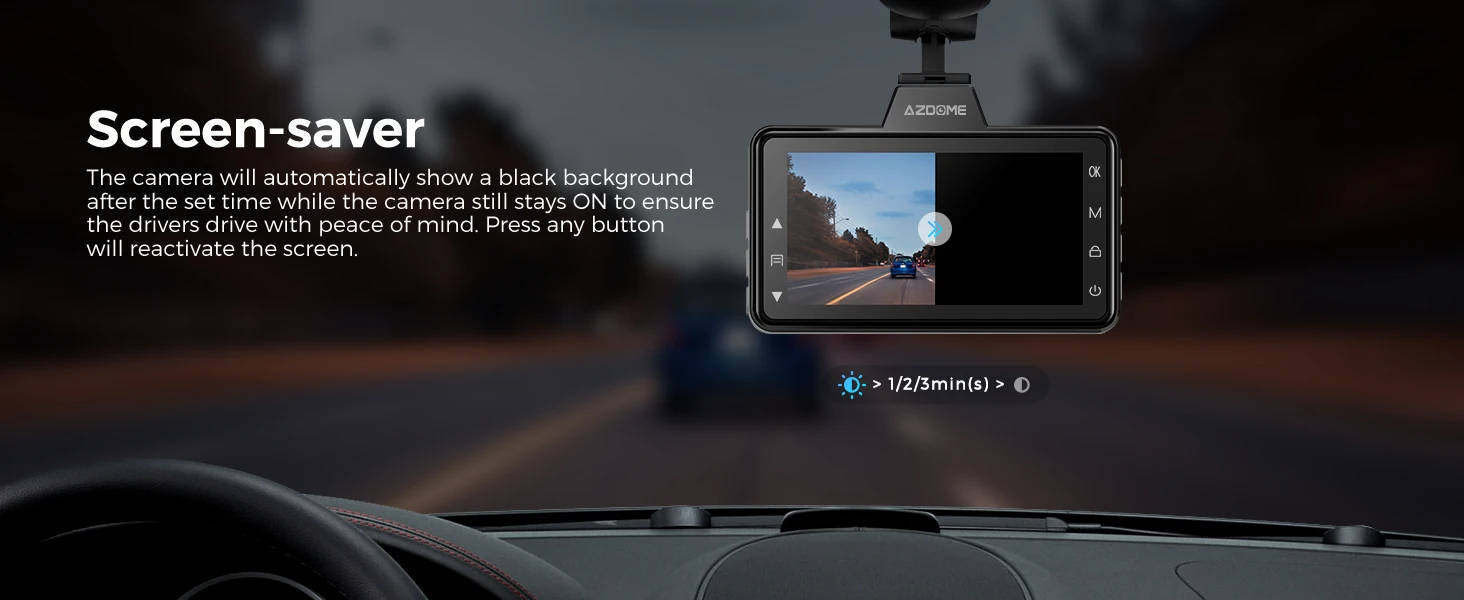 AZDOME Dash Cam M01 Pro 3“ IPS Screen ADAS Car DVR 1080P Auto Recorder 24H Parking G-sensor Support 150° FOV Dual-channel Record