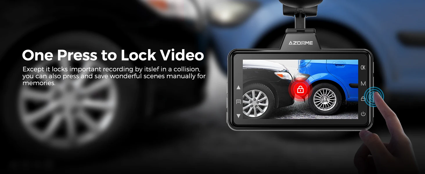AZDOME Dash Cam M01 Pro 3“ IPS Screen ADAS Car DVR 1080P Auto Recorder 24H Parking G-sensor Support 150° FOV Dual-channel Record