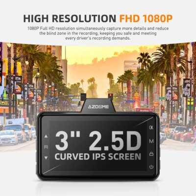 AZDOME Dash Cam M01 Pro 3“ IPS Screen ADAS Car DVR 1080P Auto Recorder 24H Parking G-sensor Support 150° FOV Dual-channel Record - Image 3