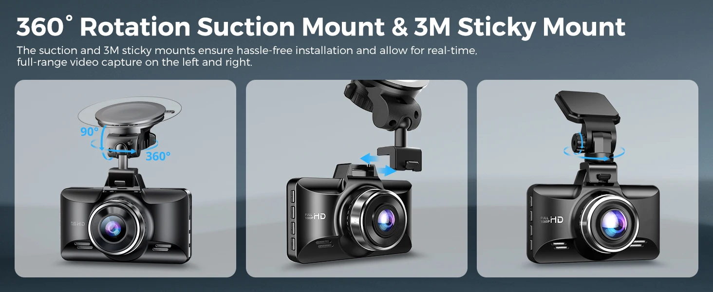 AZDOME Dash Cam M01 Pro 3“ IPS Screen ADAS Car DVR 1080P Auto Recorder 24H Parking G-sensor Support 150° FOV Dual-channel Record