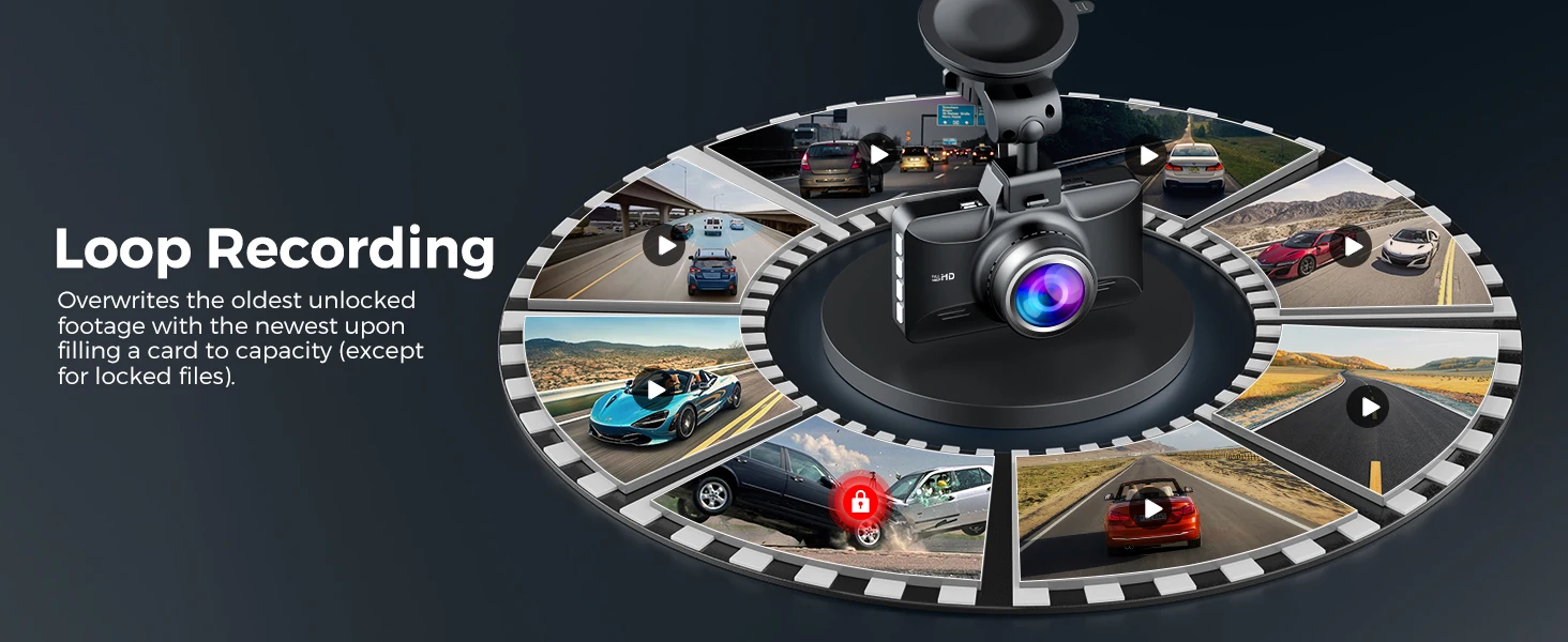 AZDOME Dash Cam M01 Pro 3“ IPS Screen ADAS Car DVR 1080P Auto Recorder 24H Parking G-sensor Support 150° FOV Dual-channel Record