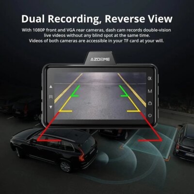 AZDOME Dash Cam M01 Pro 3“ IPS Screen ADAS Car DVR 1080P Auto Recorder 24H Parking G-sensor Support 150° FOV Dual-channel Record - Image 5