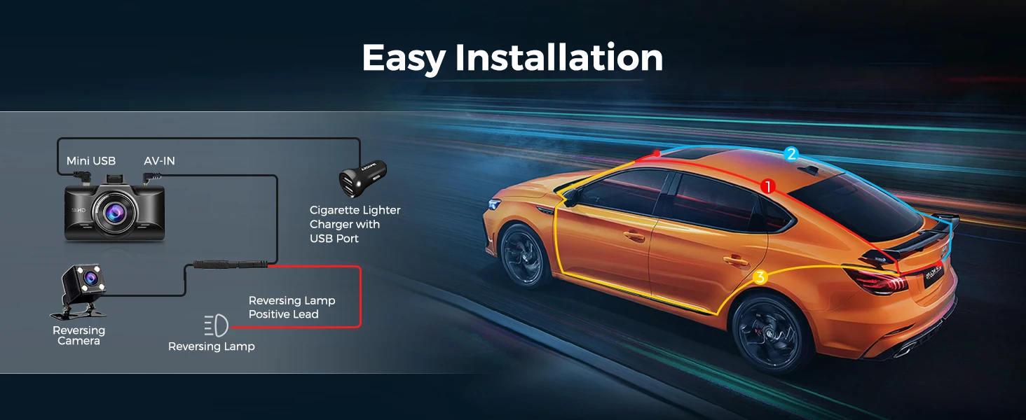 AZDOME Dash Cam M01 Pro 3“ IPS Screen ADAS Car DVR 1080P Auto Recorder 24H Parking G-sensor Support 150° FOV Dual-channel Record
