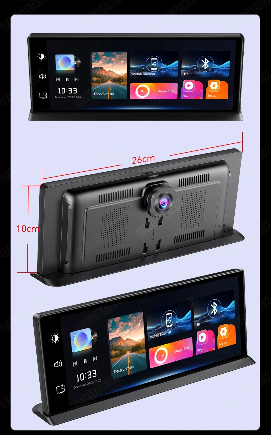 11.3 inch Car DVR 4K Dash Cam Dual Lens Wireless Carplay & Android Auto Video Recorder Monitor GPS Navigation 5G Wifi FM AUX
