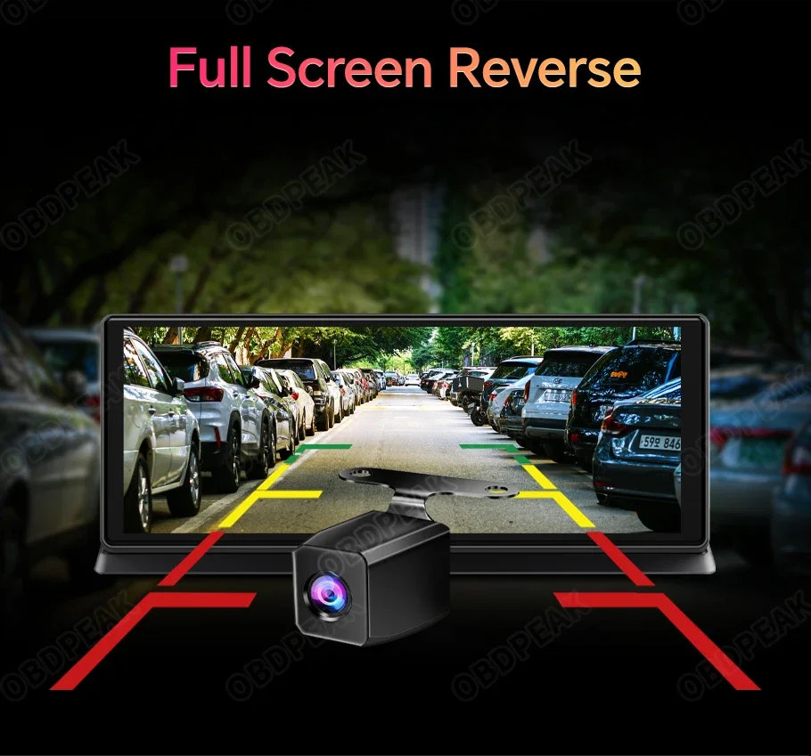 11.3 inch Car DVR 4K Dash Cam Dual Lens Wireless Carplay & Android Auto Video Recorder Monitor GPS Navigation 5G Wifi FM AUX