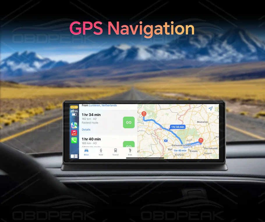 11.3 inch Car DVR 4K Dash Cam Dual Lens Wireless Carplay & Android Auto Video Recorder Monitor GPS Navigation 5G Wifi FM AUX