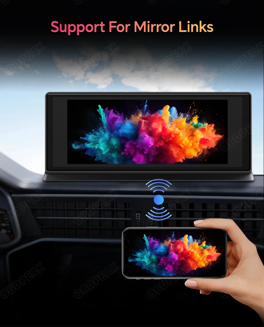 11.3 inch Car DVR 4K Dash Cam Dual Lens Wireless Carplay & Android Auto Video Recorder Monitor GPS Navigation 5G Wifi FM AUX