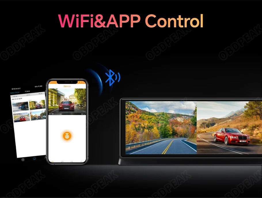 11.3 inch Car DVR 4K Dash Cam Dual Lens Wireless Carplay & Android Auto Video Recorder Monitor GPS Navigation 5G Wifi FM AUX