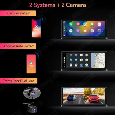 11.3 inch Car DVR 4K Dash Cam Dual Lens Wireless Carplay & Android Auto Video Recorder Monitor GPS Navigation 5G Wifi FM AUX - Image 2