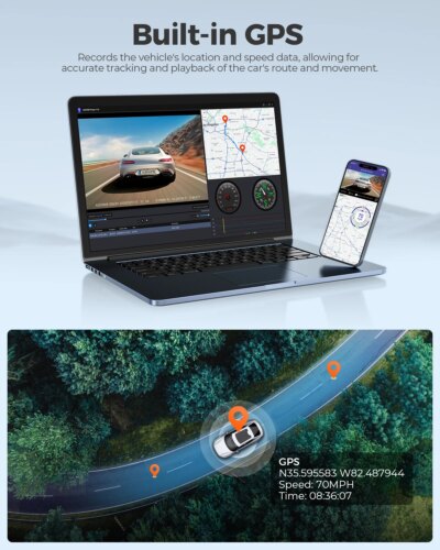AZDOME Dash Cam GS63H 4K HD Dash Car Camera Night Vision WDR Car DVR Built-In GPS Wi-Fi G-Sensor Motion Detection - Image 4