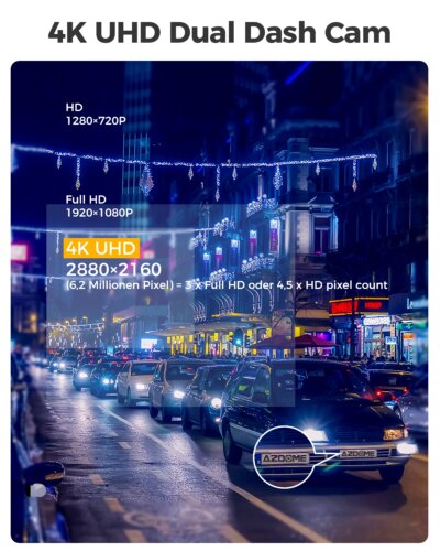 AZDOME Dash Cam GS63H 4K HD Dash Car Camera Night Vision WDR Car DVR Built-In GPS Wi-Fi G-Sensor Motion Detection - Image 2
