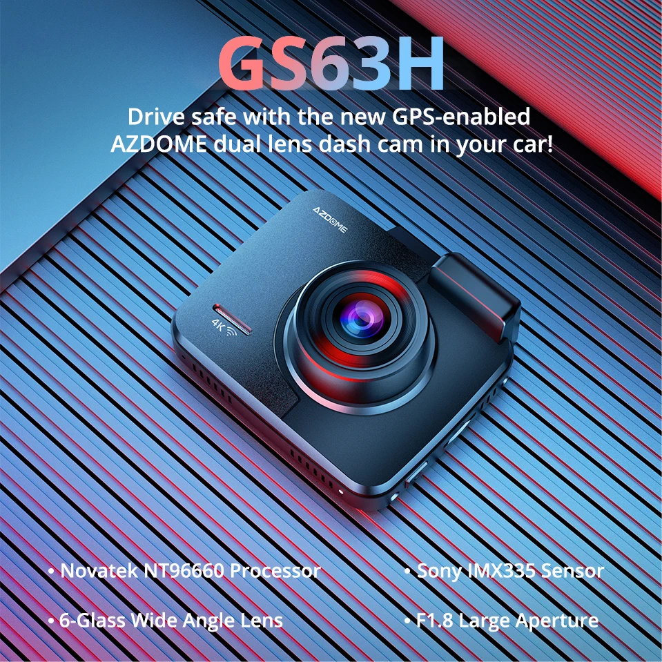 AZDOME Dash Cam GS63H 4K HD Dash Car Camera Night Vision WDR Car DVR Built-In GPS Wi-Fi G-Sensor Motion Detection AZDOME Dash Cam GS63H 4K HD Dash Car Camera Night Vision WDR Car DVR Built-In GPS Wi-Fi G-Sensor Motion Detection