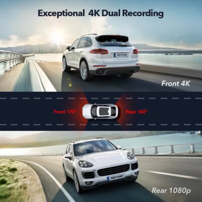 REDTIGER F9 Dash Cam 4K Front and Rear WiFi GPS Car Camera for Parking Mode Car Dvr for Night Vision Car Recorder By App Control - Image 2