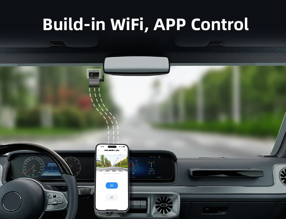 2K Dash Camera For Cars DVR KAWA Dash Cam MINI 3 Video Recorder Emergency Voice Control Night Vision WiFi APP Monitor Dashcam