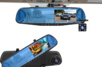 E-ACE Dash Cam 4.3 Inches Car DVR Rearview Mirror Driving Recorder Dual Lens Front and Rear Camera Video Recorder Black Box