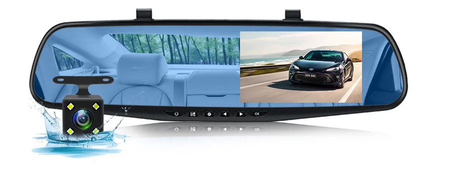 E-ACE Dash Cam 4.3 Inches Car DVR Rearview Mirror Driving Recorder Dual Lens Front and Rear Camera Video Recorder Black Box E-ACE Dash Cam 4.3 Inches Car DVR Rearview Mirror Driving Recorder Dual Lens Front and Rear Camera Video Recorder Black Box