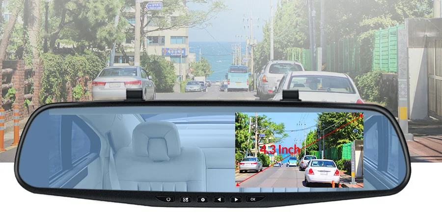 E-ACE Dash Cam 4.3 Inches Car DVR Rearview Mirror Driving Recorder Dual Lens Front and Rear Camera Video Recorder Black Box E-ACE Dash Cam 4.3 Inches Car DVR Rearview Mirror Driving Recorder Dual Lens Front and Rear Camera Video Recorder Black Box