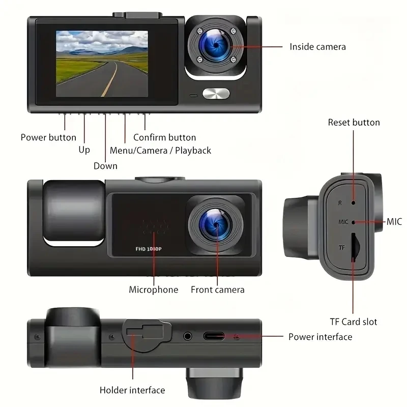 1080P Car Dvr 3 Camra Dash Cam for Cars Camera for Vehicle Recorder Video Front and Rear Camera W/ IR Night Vision Dashcam 1080P Car Dvr 3 Camra Dash Cam for Cars Camera for Vehicle Recorder Video Front and Rear Camera W/ IR Night Vision Dashcam