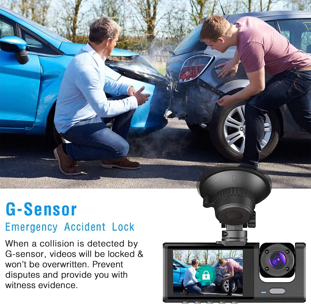 1080P Car Dvr 3 Camra Dash Cam for Cars Camera for Vehicle Recorder Video Front and Rear Camera W/ IR Night Vision Dashcam 1080P Car Dvr 3 Camra Dash Cam for Cars Camera for Vehicle Recorder Video Front and Rear Camera W/ IR Night Vision Dashcam