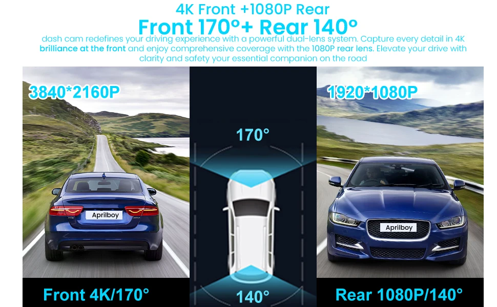 Aprilboy 4K WIFI Dash Cam Mini CAR DVR Front and Rear Dual Lens With 1080P Black Box Room Night Vision Camera Parking Monitor Aprilboy 4K WIFI Dash Cam Mini CAR DVR Front and Rear Dual Lens With 1080P Black Box Room Night Vision Camera Parking Monitor