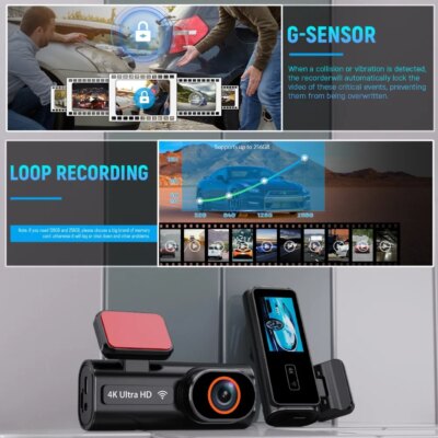 Aprilboy 4K WIFI Dash Cam Mini CAR DVR Front and Rear Dual Lens With 1080P Black Box Room Night Vision Camera Parking Monitor - Image 5