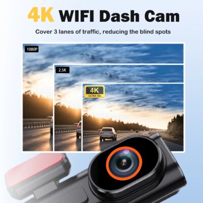 Aprilboy 4K WIFI Dash Cam Mini CAR DVR Front and Rear Dual Lens With 1080P Black Box Room Night Vision Camera Parking Monitor - Image 3