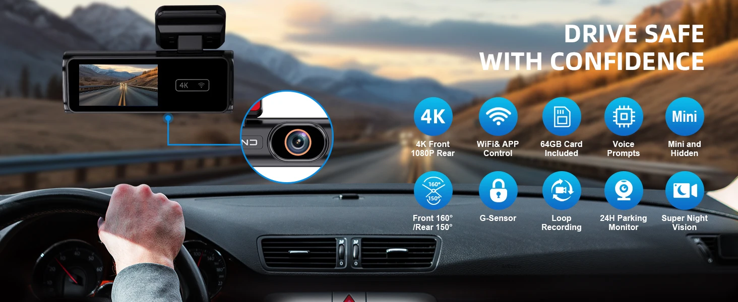 Aprilboy 4K WIFI Dash Cam Mini CAR DVR Front and Rear Dual Lens With 1080P Black Box Room Night Vision Camera Parking Monitor Aprilboy 4K WIFI Dash Cam Mini CAR DVR Front and Rear Dual Lens With 1080P Black Box Room Night Vision Camera Parking Monitor