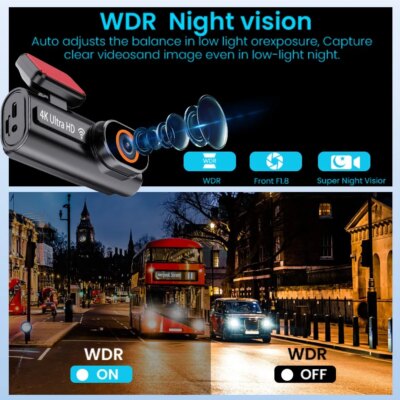 Aprilboy 4K WIFI Dash Cam Mini CAR DVR Front and Rear Dual Lens With 1080P Black Box Room Night Vision Camera Parking Monitor - Image 4