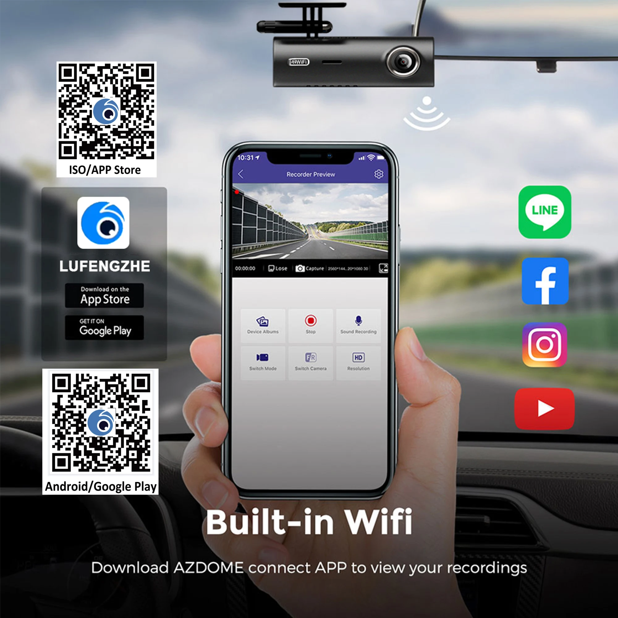 2K Car Dash Cam DVR Recorder Auto Recorder APP Control Black Box WIth WIFI Voice 24h Parking Monitoring function car accessories